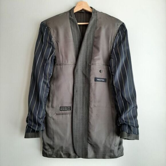 NAUTICA Navigator 100% Wool Blazer Jacket Grey Pin Stripe Men's Sz 40 T Tall - Picture 8 of 12